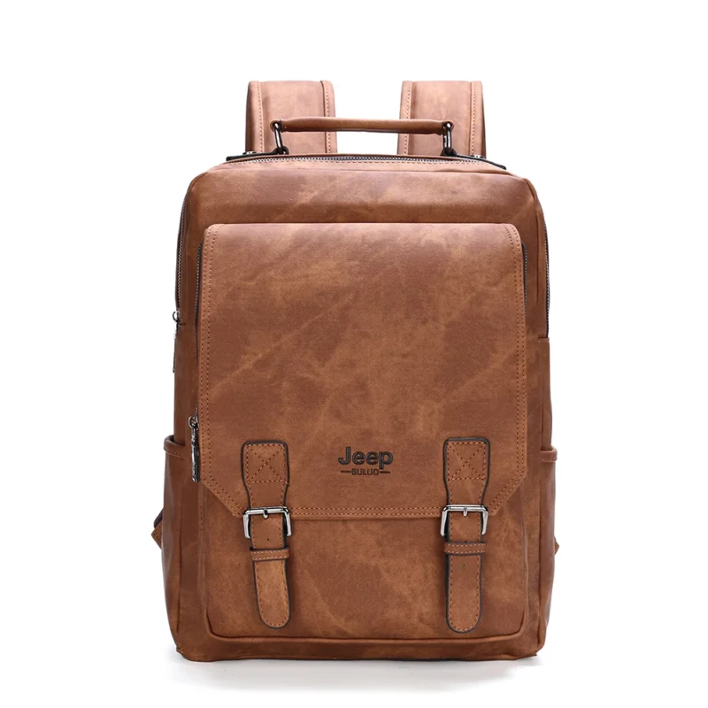 Premium Split Leather Business Backpack with 15-inch Laptop Compartment and Waterproof Design - Image 8