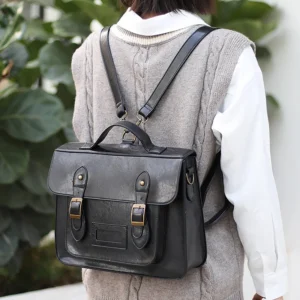 Premium PU Leather Women's College Backpack with Multiple Compartments for School and Everyday Use