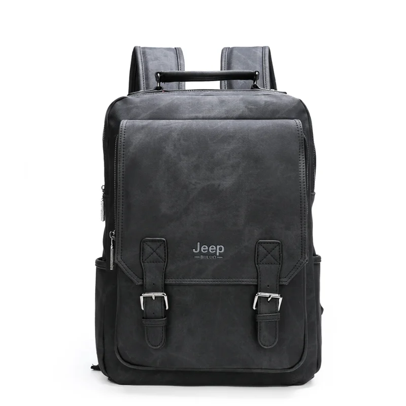 Premium Split Leather Business Backpack with 15-inch Laptop Compartment and Waterproof Design - Image 7
