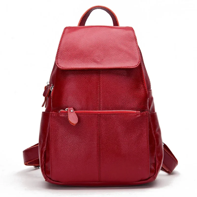 Premium Yellow Genuine Leather Women's Travel Backpack with Multi-Compartment Design - Image 12