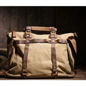 Vintage Military Canvas Leather Unisex Messenger Bag Crossbody Sling Tote