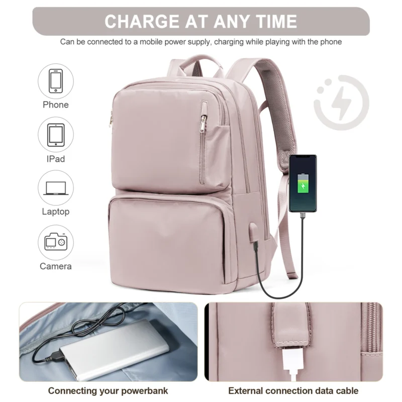 Durable Nylon Travel Backpack with 15.6 Inch Laptop Compartment for Women and Men - Image 3