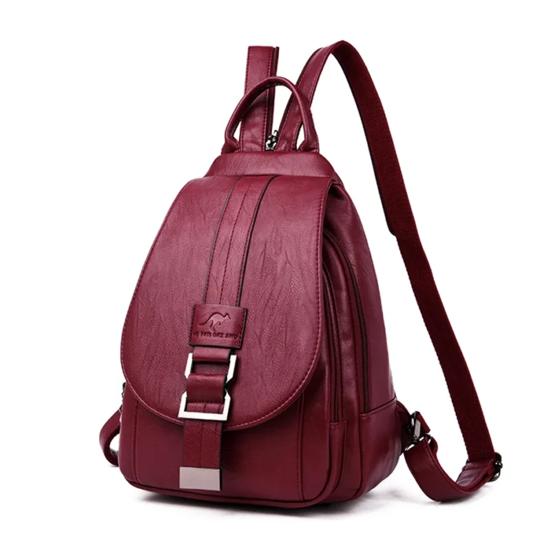 Premium Soft Leather Women's Backpack with Multiple Storage Compartments for School and Travel - Image 12