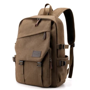 Classic Canvas Unisex Travel Backpack with Adjustable Straps and Multiple Compartments