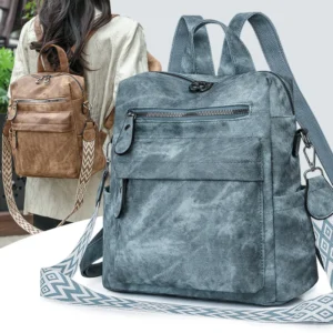 Premium PU Leather Anti-Theft Women's Backpack with Multiple Compartments for Travel and School