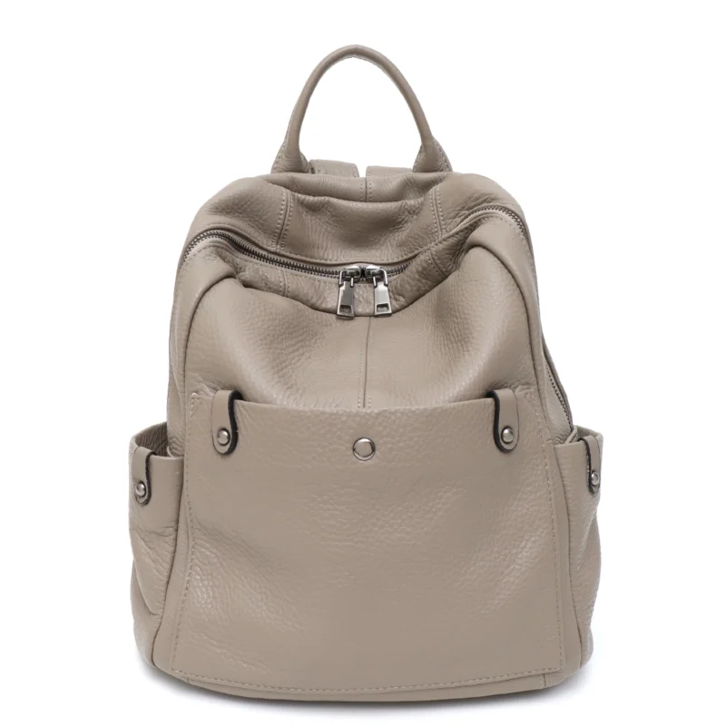 Premium Genuine Cowhide Leather Backpack Unisex Compact Multi-Pocket Casual Daypack for Travel and Everyday Use - Image 10