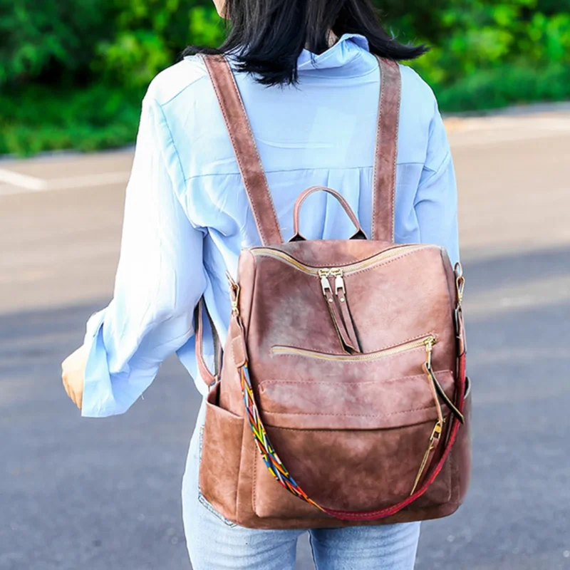 Premium Soft Leather Women's Fashion Backpack Purse with Multiple Compartments for Travel and Daily Use - Image 5