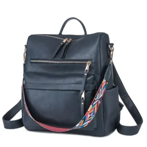Versatile Black Nylon Women's Convertible Backpack Purse with Multi-Compartment Design