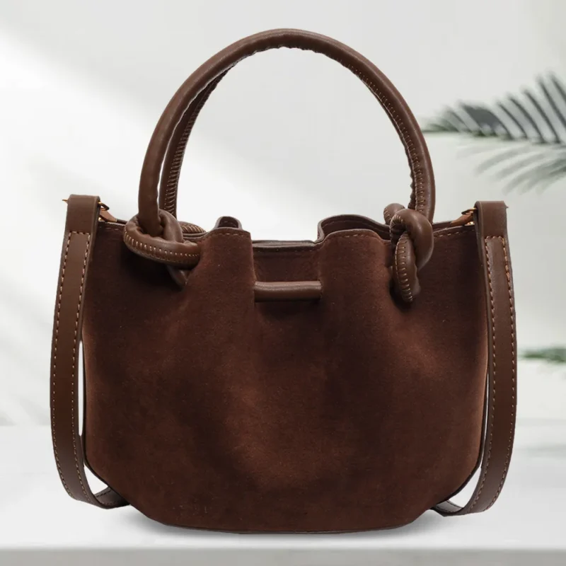 Elegant PU Leather Bucket Handbag Women's Versatile Shoulder Sling Purse with Multiple Compartments - Image 10