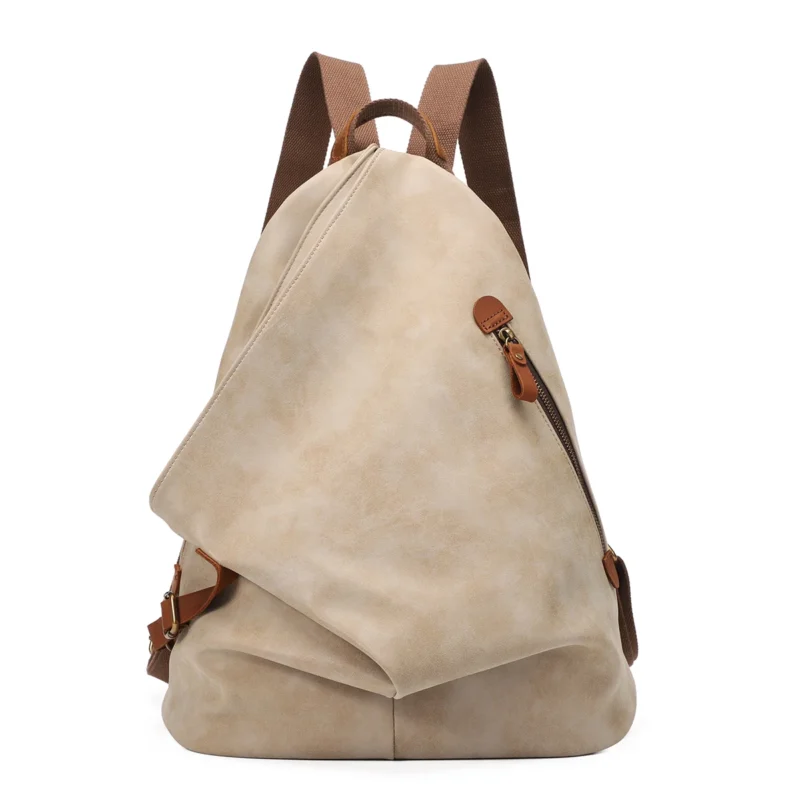 Vintage Brown PU Leather Travel Backpack with Multiple Compartments for Men and Women - Image 9
