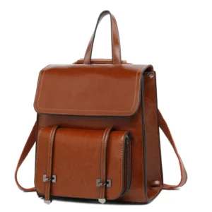 Premium Genuine Leather Women's Convertible Backpack with Laptop Compartment for Travel and Everyday Use