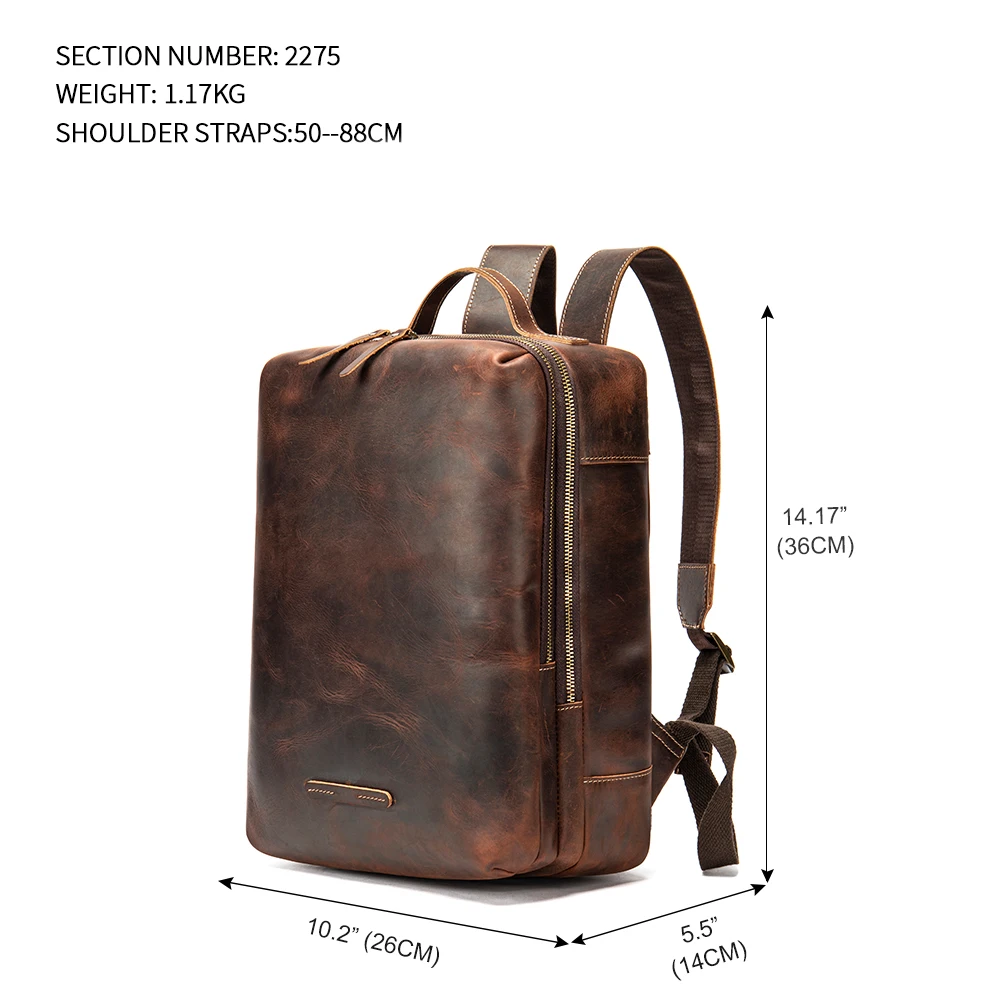 Close-up of premium leather texture showing grain quality essential for roll-top backpack construction