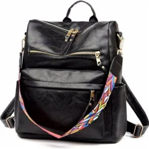 Premium PU Leather Women's Convertible Backpack Purse with Multiple Compartments
