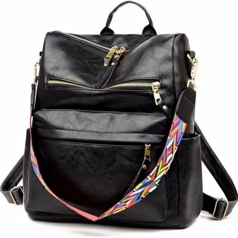 Premium PU Leather Women's Convertible Backpack Purse with Multiple Compartments