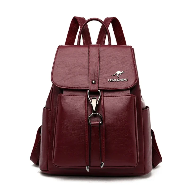 Premium Soft Sheepskin Leather Women's Backpack with Multiple Compartments for Everyday Use - Image 8