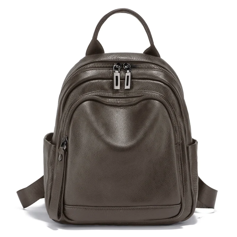 Premium Genuine Cowhide Leather Women's Travel Backpack with Multi-Compartment Organization - Image 10