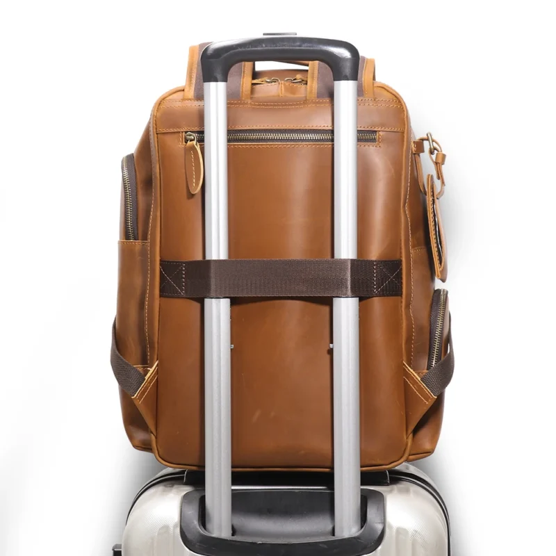 Premium Crazy Horse Leather Travel Backpack with Laptop Compartment and Large Capacity - Image 4