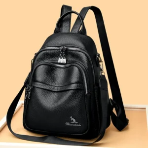 Premium Soft Leather Women's Backpack Multi-functional School Bag with Multiple Compartments