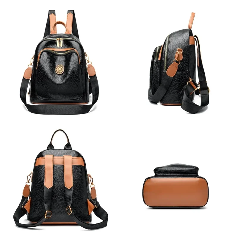 Premium PU Leather Women's Backpack with Multiple Pockets for School, Travel and Daily Use - Image 4