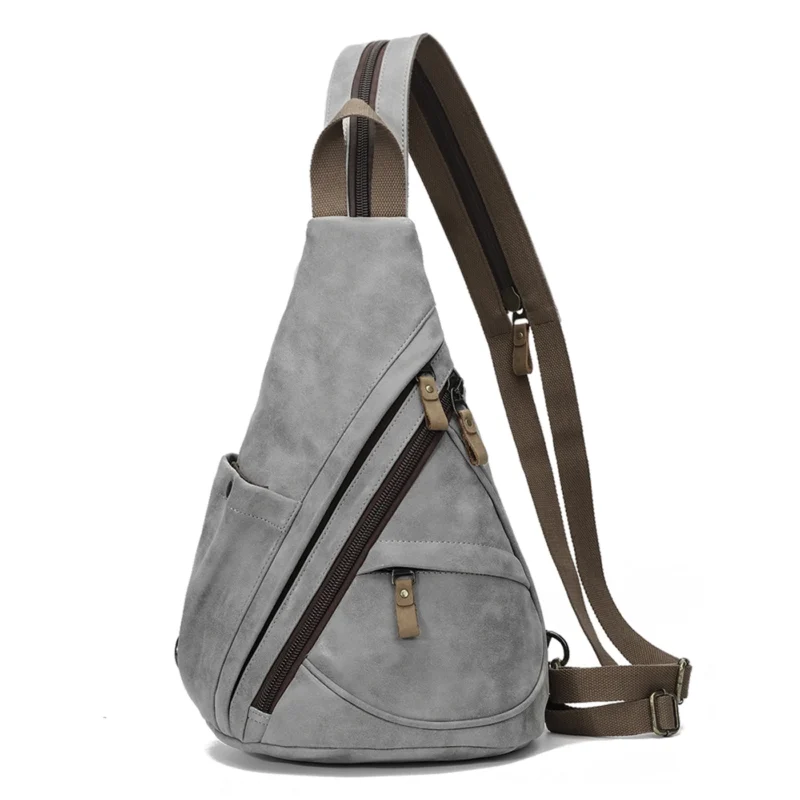 Premium PU Leather Crossbody Sling Backpack Unisex Casual Daypack with Multiple Compartments - Image 8