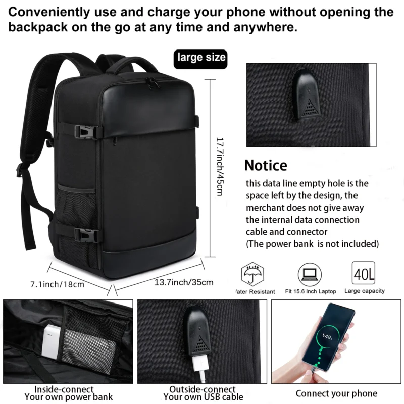 Compact Oxford Laptop Travel Backpack Unisex 40x20x25 Ryanair Cabin Bag with Multi-Compartments - Image 5