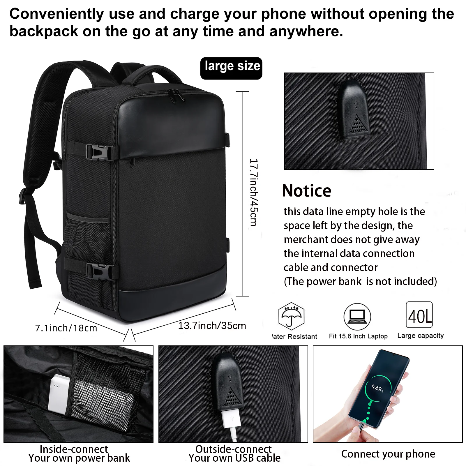 Premium materials and construction details in a travel rucksack