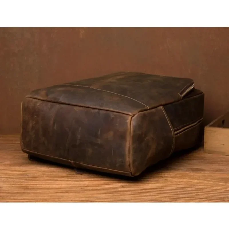 Vintage Brown Genuine Leather Minimalist Backpack for Travel School and Everyday Use - Image 6