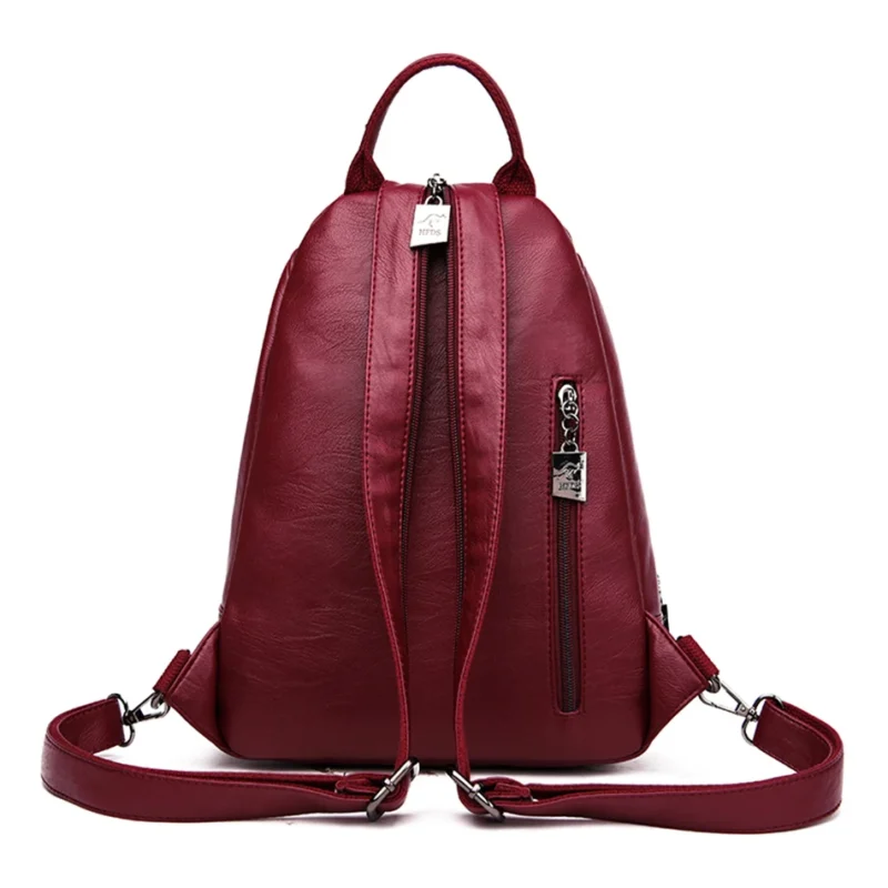 Premium Soft Leather Women's Backpack with Multiple Storage Compartments for School and Travel - Image 5