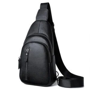 Premium Genuine Leather Men's Chest Bag Casual Crossbody Messenger Bag with Multiple Compartments
