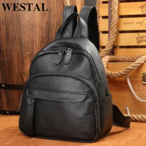 Premium Genuine Leather Women's Laptop Backpack with Anti-theft Protection