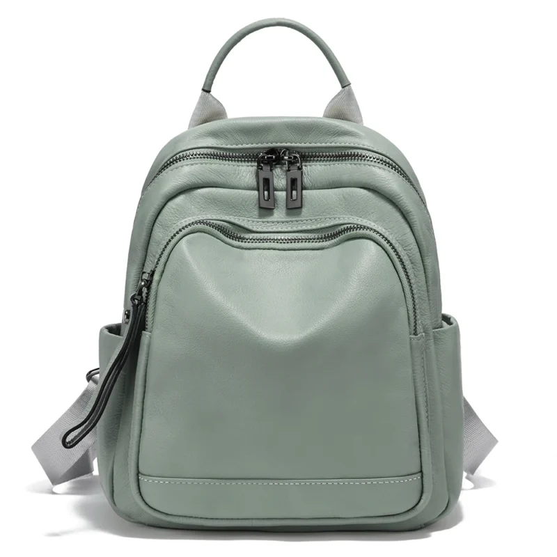 Premium Genuine Cowhide Leather Women's Travel Backpack with Multi-Compartment Organization - Image 7