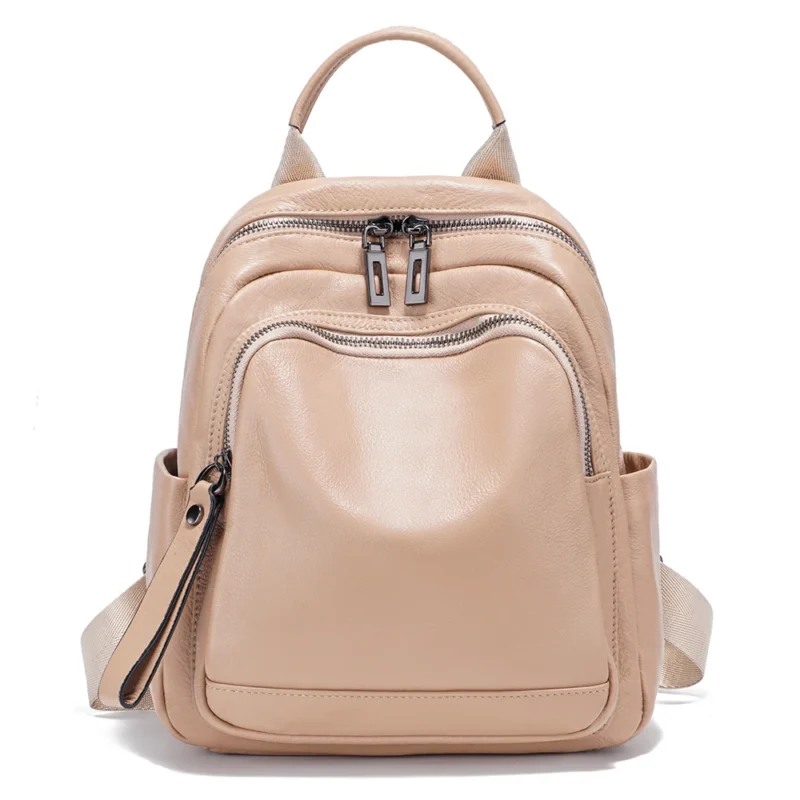 Premium Genuine Cowhide Leather Women's Travel Backpack with Multi-Compartment Organization - Image 12