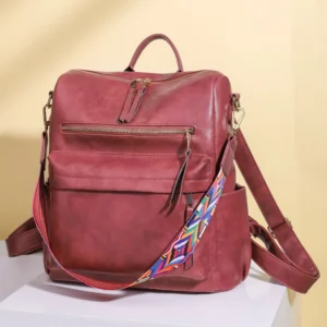 Premium Vintage Leather Women's Convertible Backpack Purse with Multiple Compartments