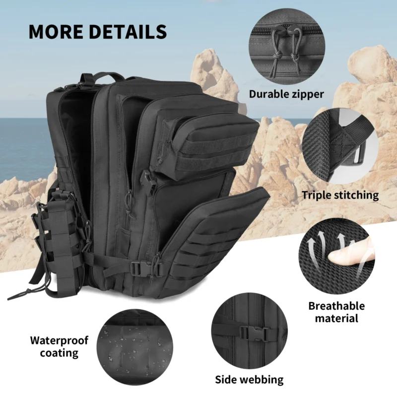 Military-Grade 45L Tactical Backpack with MOLLE System for Hiking, Camping, and Outdoor Adventures - Image 2