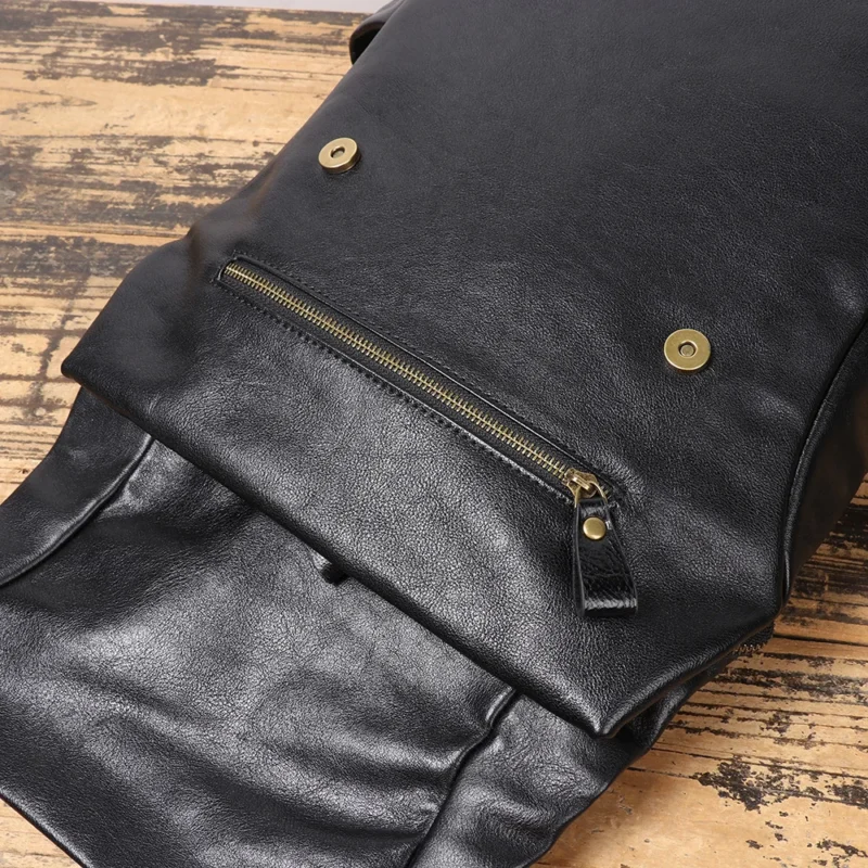 Premium Full-Grain Cowhide Leather Backpack with Laptop Compartment for Travel and School - Image 6
