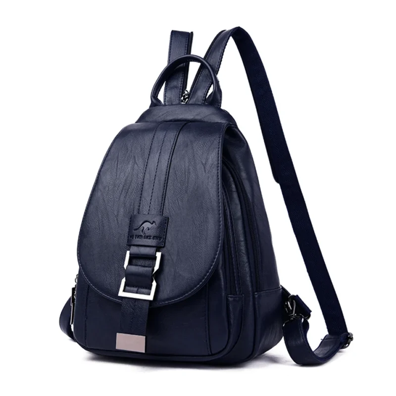 Premium Soft Leather Women's Backpack with Multiple Storage Compartments for School and Travel - Image 9