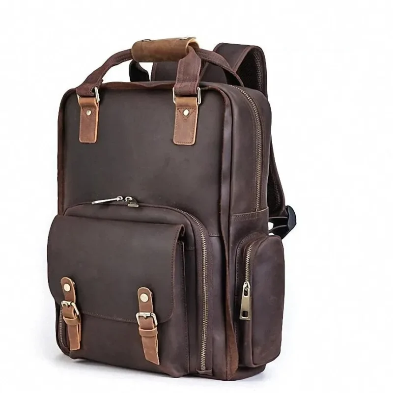 Premium Brown Nylon Multi-Compartment Photography Backpack with Tripod Holder - Image 3