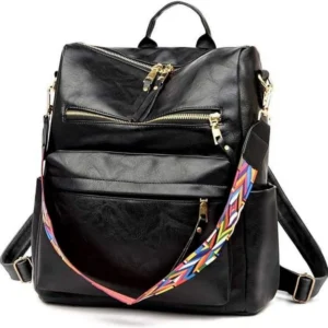 Waterproof PU Leather Women's Fashion Backpack with Multiple Compartments for School and Everyday Use
