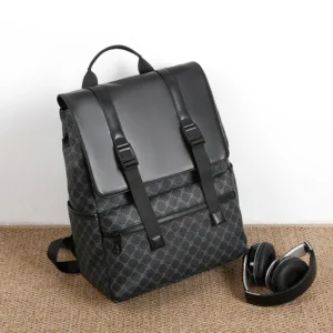 Premium PU Leather Business Laptop Backpack for Men with Multiple Compartments