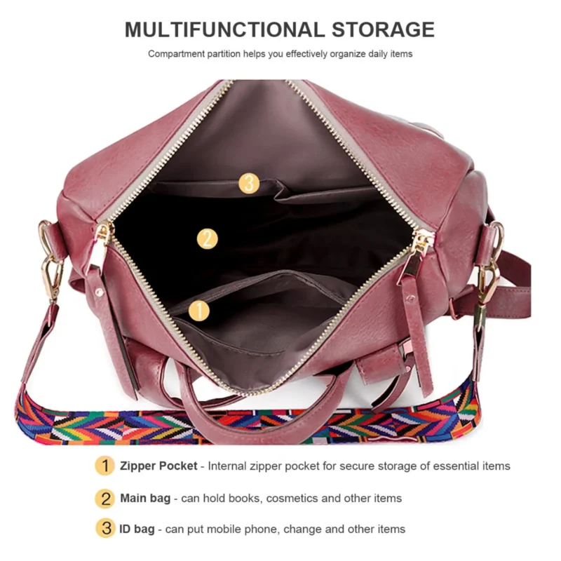 Premium Vintage Leather Women's Convertible Backpack Purse with Multiple Compartments - Image 5