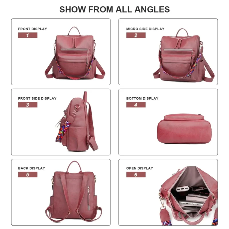 Versatile Black Nylon Women's Convertible Backpack Purse for Everyday Use - Image 5