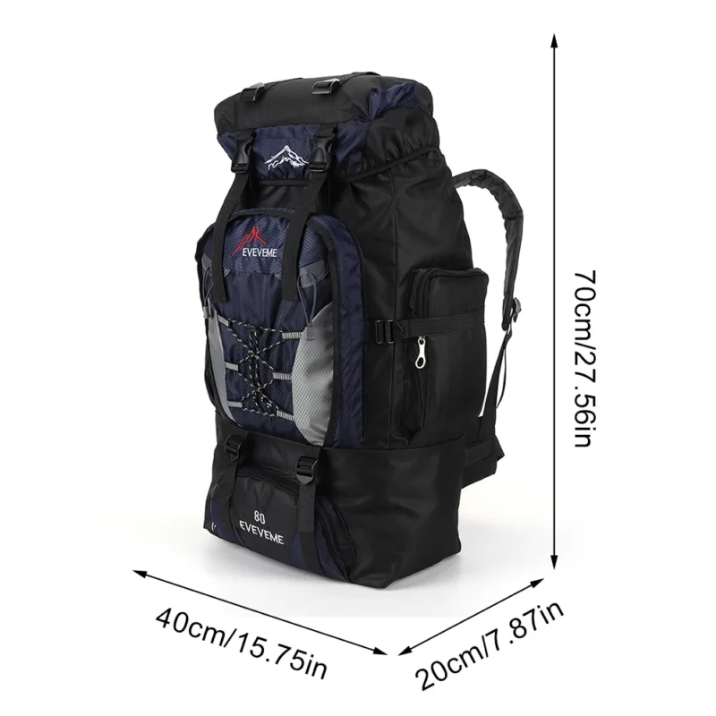 Premium 80L Waterproof Nylon Hiking Backpack with Multiple Compartments for Camping and Trekking - Image 10