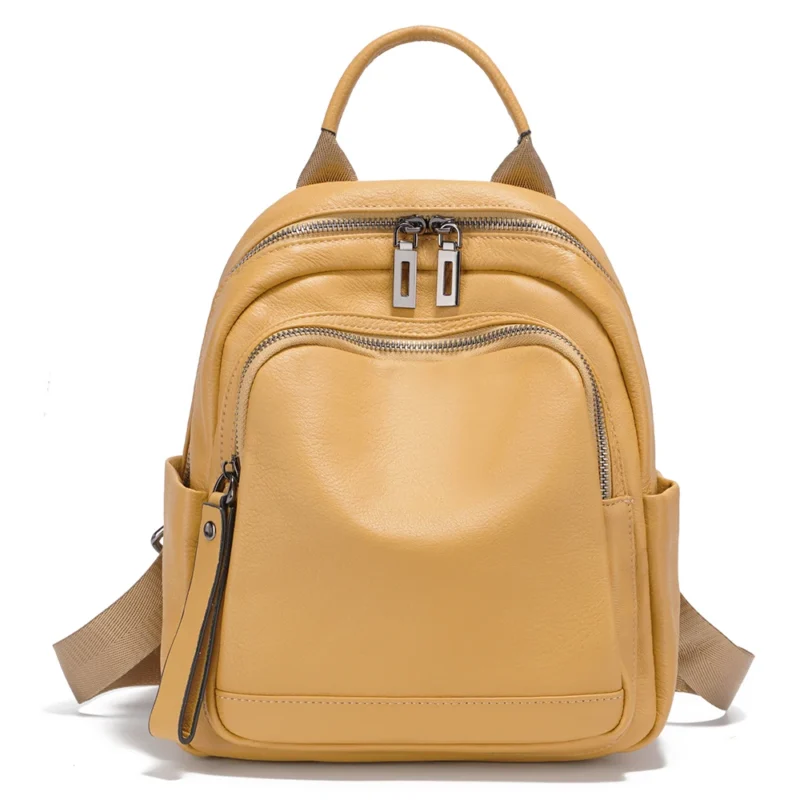 Premium Genuine Cowhide Leather Women's Travel Backpack with Multi-Compartment Organization - Image 11