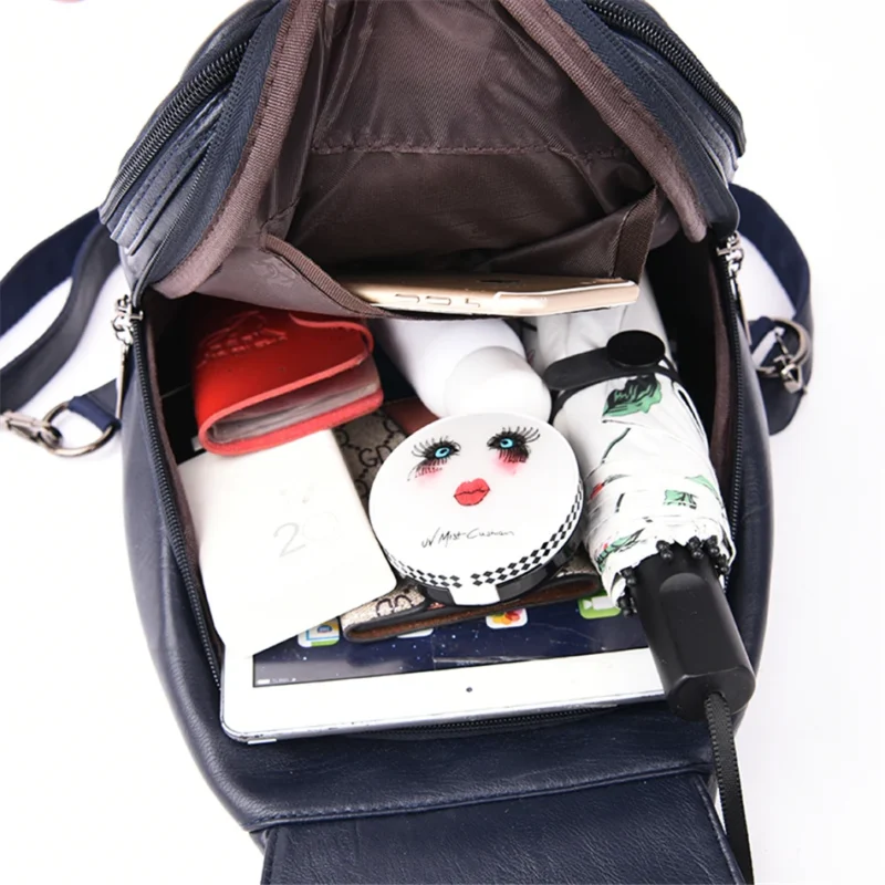 Premium Soft Leather Women's Backpack with Multiple Storage Compartments for School and Travel - Image 6