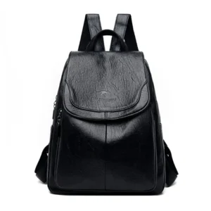 Vintage Brown PU Leather Women's Backpack Purse with Multiple Compartments for Travel and School