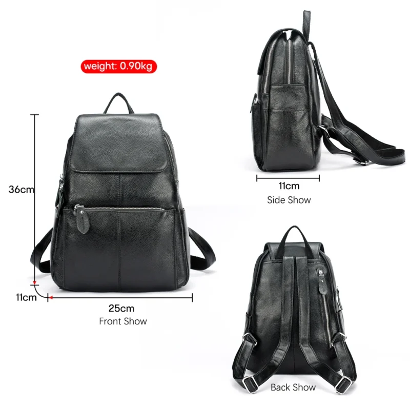 Premium Yellow Genuine Leather Women's Travel Backpack with Multi-Compartment Design - Image 5