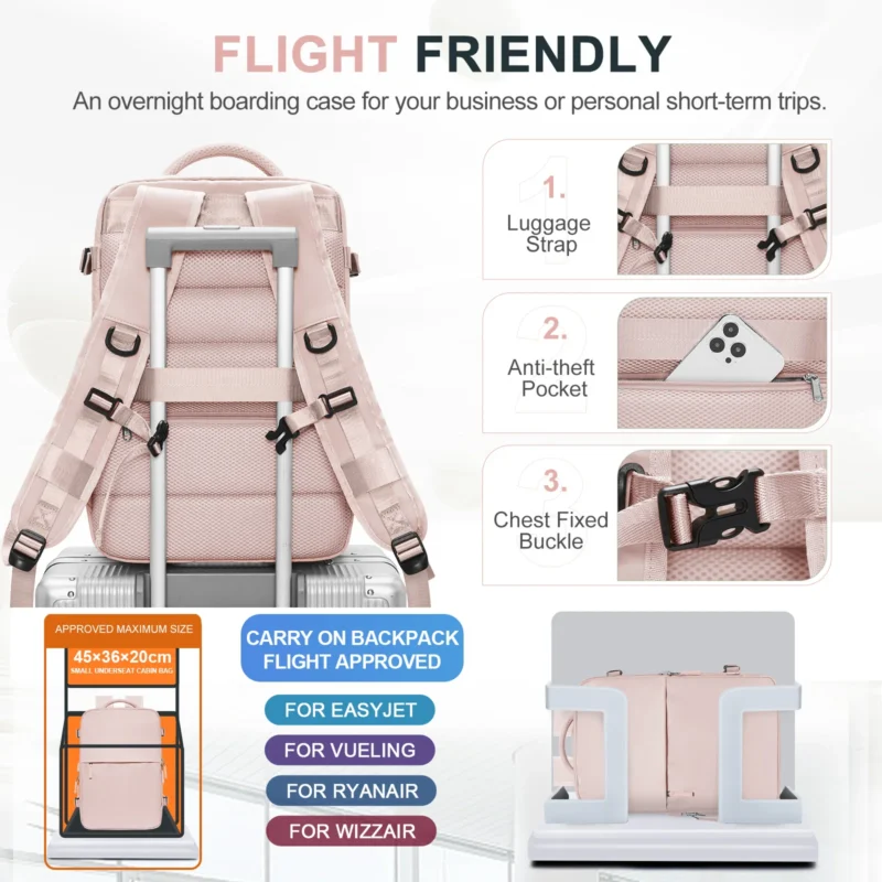 Premium Nylon Travel Backpack with Laptop Compartment for College, Work and Air Travel - Image 4