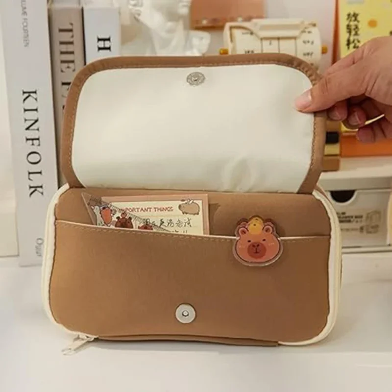 Cute Capybara Nylon Canvas Laptop Backpack with Large Capacity for School and Travel - Image 3