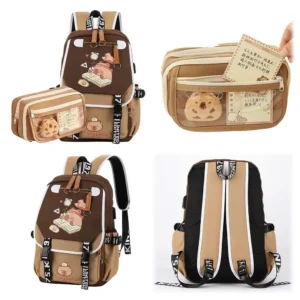 Cute Capybara Nylon Canvas Laptop Backpack with Large Capacity for School and Travel