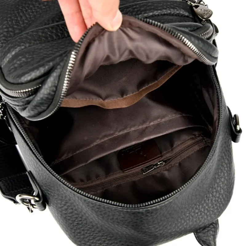 Premium Soft Leather Women's Backpack Multi-functional School Bag with Multiple Compartments - Image 6